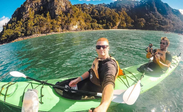 Kayak around Cathedral Cove